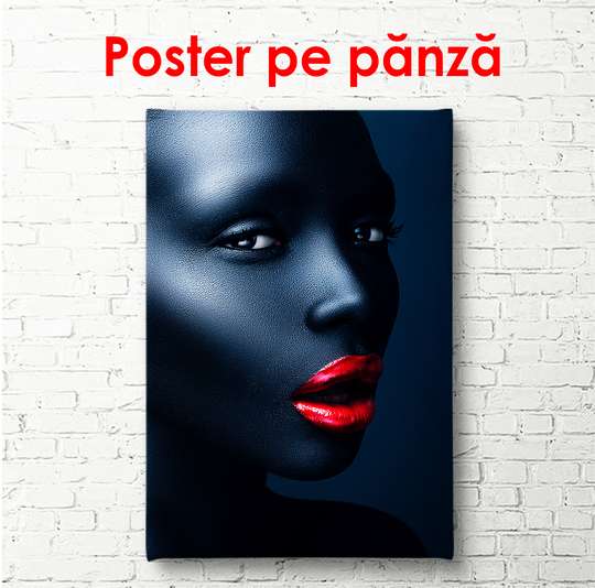 Poster - Femeie cu buze roșii, 30 x 60 см, Panza pe cadru, Glamour