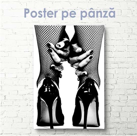 Постер - Черные каблуки, 30 x 90 см, Холст на подрамнике