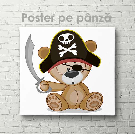 Постер - Мишка пират, 40 x 40 см, Холст на подрамнике