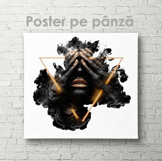 Poster - Imagine abstractă a unei fete în triunghi, 40 x 40 см, Panza pe cadru