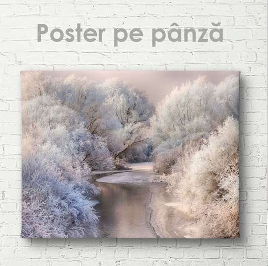 Poster - Pădure de iarnă, 45 x 30 см, Panza pe cadru