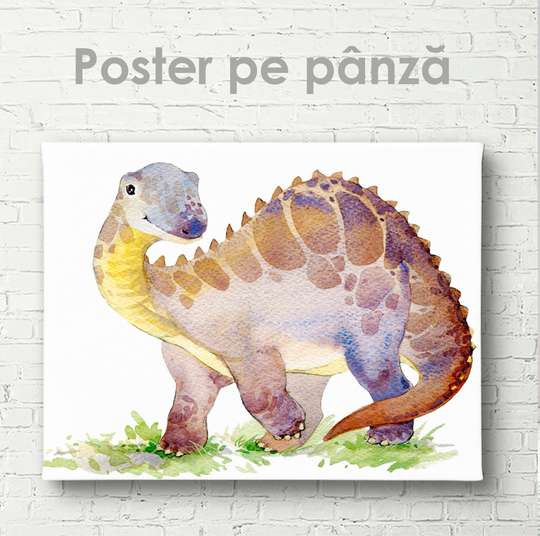 Poster - Dinosaur in watercolor 5, 45 x 30 см, Canvas on frame
