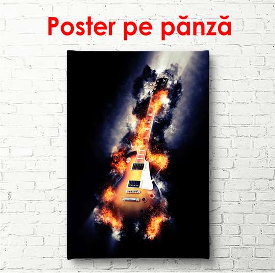 Poster, Chitara surie cu negru pe fundal negru, 60 x 90 см, Poster înrămat