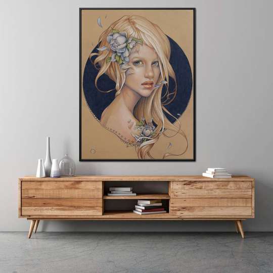 Картина в Раме - Портрет молодой девушке, 50 x 75 см