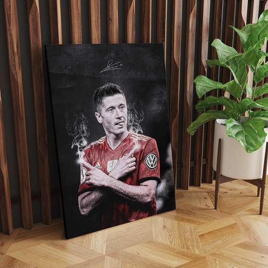 Poster - Joyful soccer player, 30 x 60 см, Canvas on frame, Sport