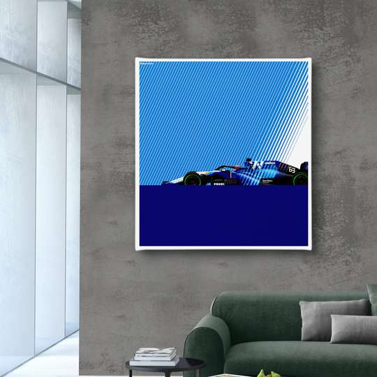 Poster, Formula 1 pe fond albastru, Panza pe cadru
