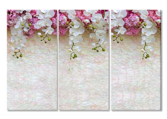 Modular picture, Orchids on a beige background.