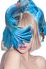 Постер - Девушка с синими рыбками на голове, 60 x 90 см, Постер в раме, Минимализм