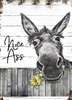 Poster - The donkey with a yellow flower, 60 x 90 см, Framed poster on glass, Animals