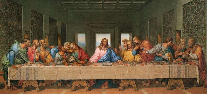 Poster - Isus cu ucenicii săi, 90 x 30 см, Panza pe cadru