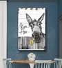 Poster - The donkey with a yellow flower, 60 x 90 см, Framed poster on glass, Animals