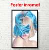 Poster - Fata cu pește albastru pe cap., 60 x 90 см, Poster înrămat