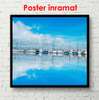 Poster - Blue sea with yachts, 100 x 100 см, Framed poster, Marine Theme