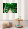 Poster - Wooden bridge along the green forest, 90 x 60 см, Framed poster, Nature