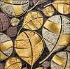Poster - Golden abstract leaves, 100 x 100 см, Framed poster on glass, Abstract