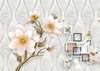 Wall mural - Beige flowers and geometry