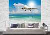 Wall Mural - Flying plane over the beach.