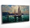 Poster - Boats in the sea, 90 x 45 см, Framed poster on glass, Art