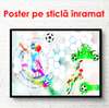 Постер - Абстрактный футболист с мячом сером фоне, 90 x 60 см, Постер в раме, Спорт