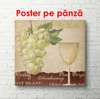 Poster - Struguri și un pahar de vin, 100 x 100 см, Poster înrămat, Provence