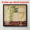 Постер - Виноград и бокал вина, 100 x 100 см, Постер в раме, Прованс