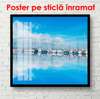 Poster - Marea albastră cu yahturi, 100 x 100 см, Poster înrămat