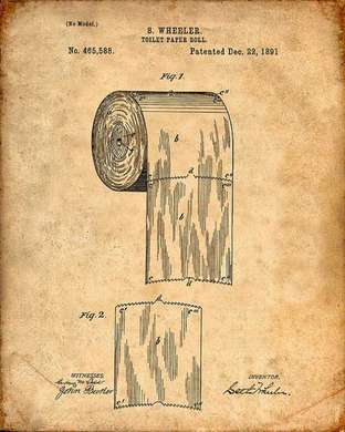 Poster - sketch of toilet paper, 60 x 90 см, Framed poster, Vintage