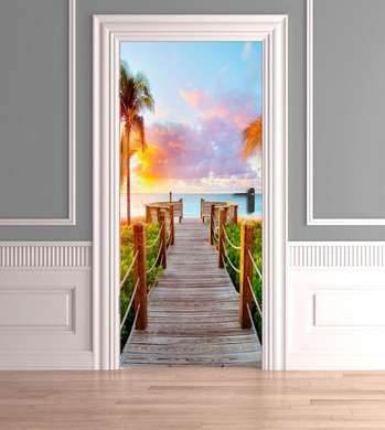 3D door sticker, Quiet beach, 60 x 90cm, Door Sticker