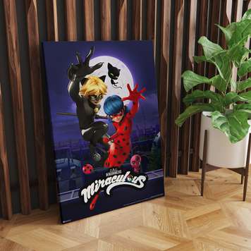 Poster - Buburuza si Super Cat, 30 x 60 см, Poster înrămat, Pentru Copii