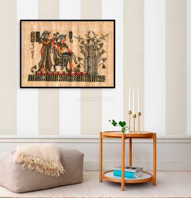 Poster - Egiptul pe pergament retro, 90 x 60 см, Poster înrămat, Vintage