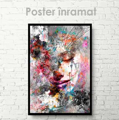 Poster - Portretul colorat al unei fete, 30 x 45 см, Panza pe cadru