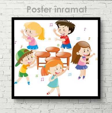 Poster - Children play, 40 x 40 см, Canvas on frame