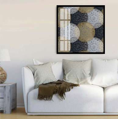 Poster - Abstract circles, 100 x 100 см, Framed poster on glass, Abstract