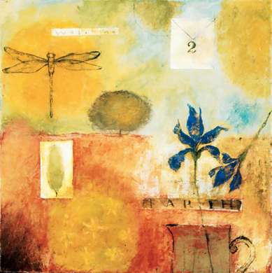 Poster - Compoziție abstractă galbenă, 100 x 100 см, Poster înrămat, Provence
