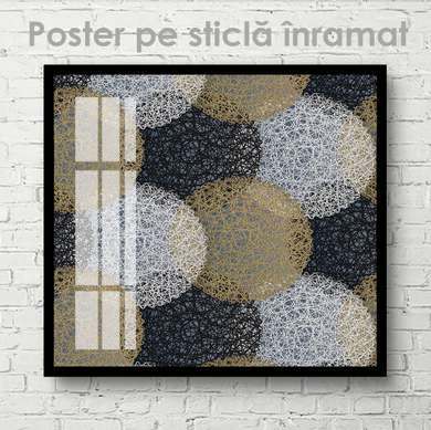 Постер - Абстрактные круги, 100 x 100 см, Постер на Стекле в раме, Абстракция