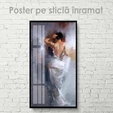 Poster - Fată în rochie albă, 30 x 90 см, Panza pe cadru