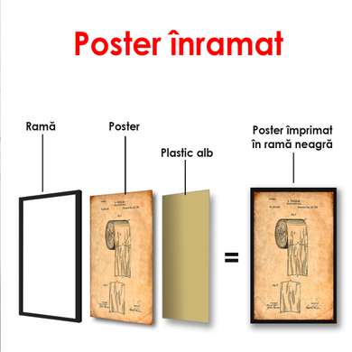 Poster - sketch of toilet paper, 60 x 90 см, Framed poster, Vintage