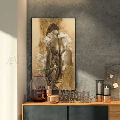 Poster - The girl in bloom, 45 x 90 см, Framed poster on glass, Glamour