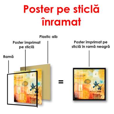 Poster - Compoziție abstractă galbenă, 100 x 100 см, Poster înrămat, Provence
