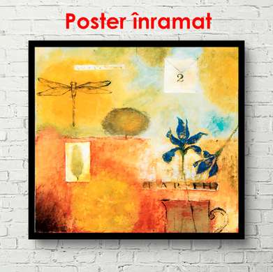 Poster - Yellow abstract composition, 100 x 100 см, Framed poster, Provence