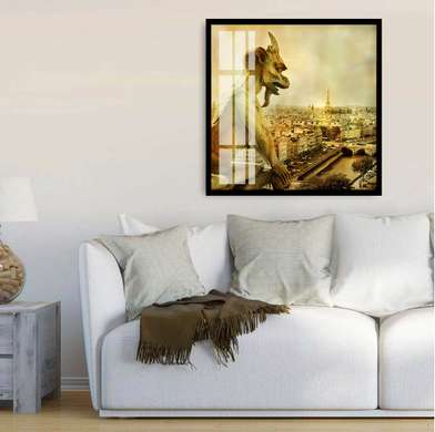 Poster - Ancient Paris with a beautiful view, 100 x 100 см, Framed poster, Vintage