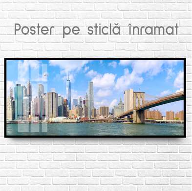 Poster - Vedere panoramică spre New York, 90 x 30 см, Panza pe cadru