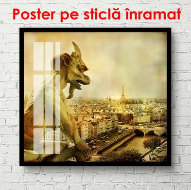 Poster - Ancient Paris with a beautiful view, 100 x 100 см, Framed poster, Vintage