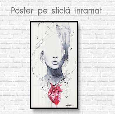 Poster - Inima bate, 50 x 150 см, 45 x 90 см, Poster inramat pe sticla