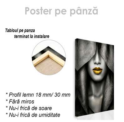 Poster - Yellow lips, 60 x 90 см, Framed poster on glass, Glamour