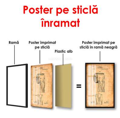 Poster - Schița de hârtie igienică, 60 x 90 см, Poster înrămat, Vintage