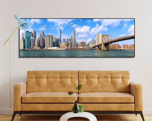 Poster - Panoramic view of New York, 90 x 30 см, Canvas on frame