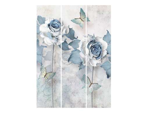 Ширма - Синие розы на белом фоне, 7
