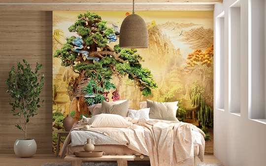 Wall Mural - Chinese park with green tree