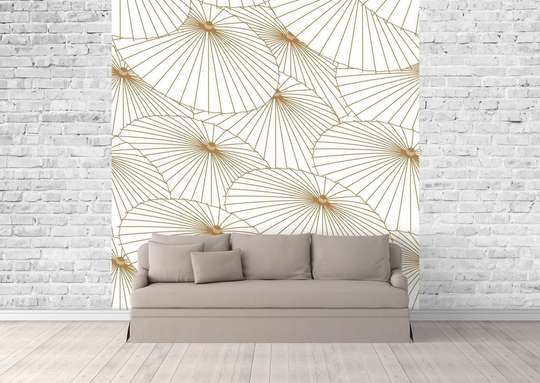 Wall Mural - Golden patterns on a beige background.